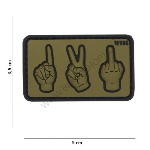 101 INC Patch 3D PVC One, Two, Fuck You Green/Black 18074