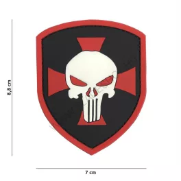 101 INC Patch 3D PVC Shield Punisher Cross Red 11134