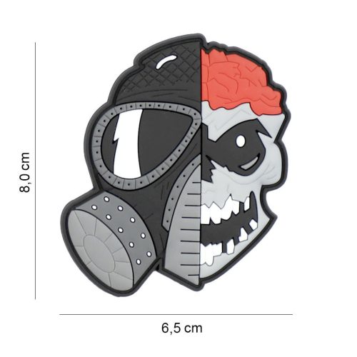 101 INC Patch 3D PVC Skull with Brains and Gasmask 8136