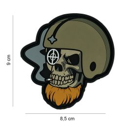 101 INC Patch 3D PVC Bearded Skull Pilot 6116