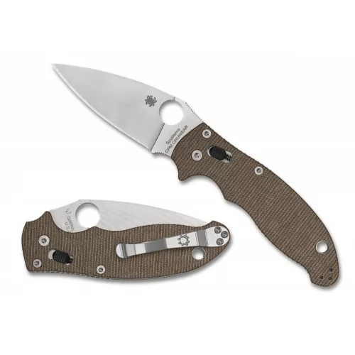 Spyderco Manix 2 Brown Canvas Micarta CPM CruWear
