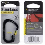 Nite Ize SlideLock 3 Black - rozsdamentes karabiner