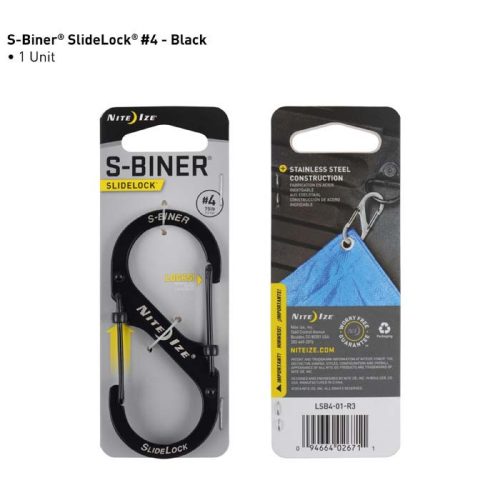 Nite Ize SlideLock 4 Black - rozsdamentes karabiner