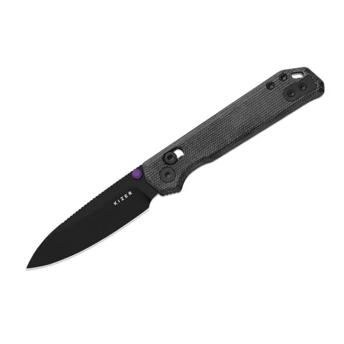 Kizer Begleiter 2.9 Black Vortex Pattern Micarta