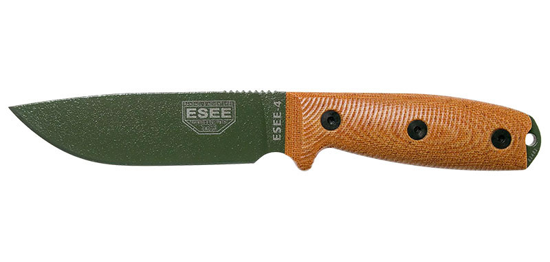 ESEE Model 4 - 3D Handle - OD Green - Canvas Micarta